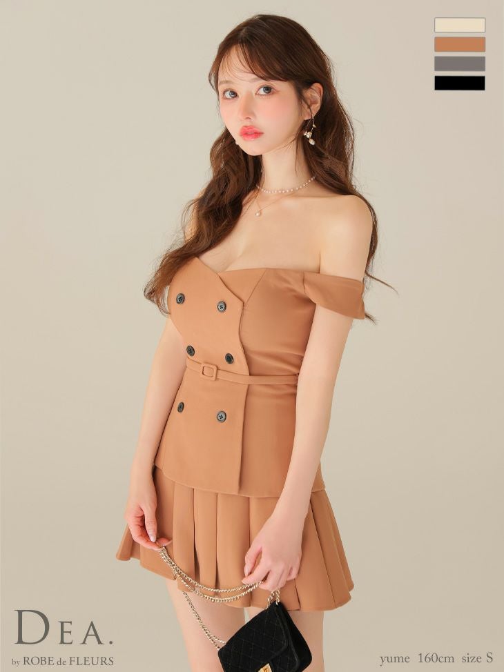 ROBE de FLEURS ローブドフルール 【XSサイズあり】肩リボンキャミツーピースフレアミニキャバドレス fm3267-c