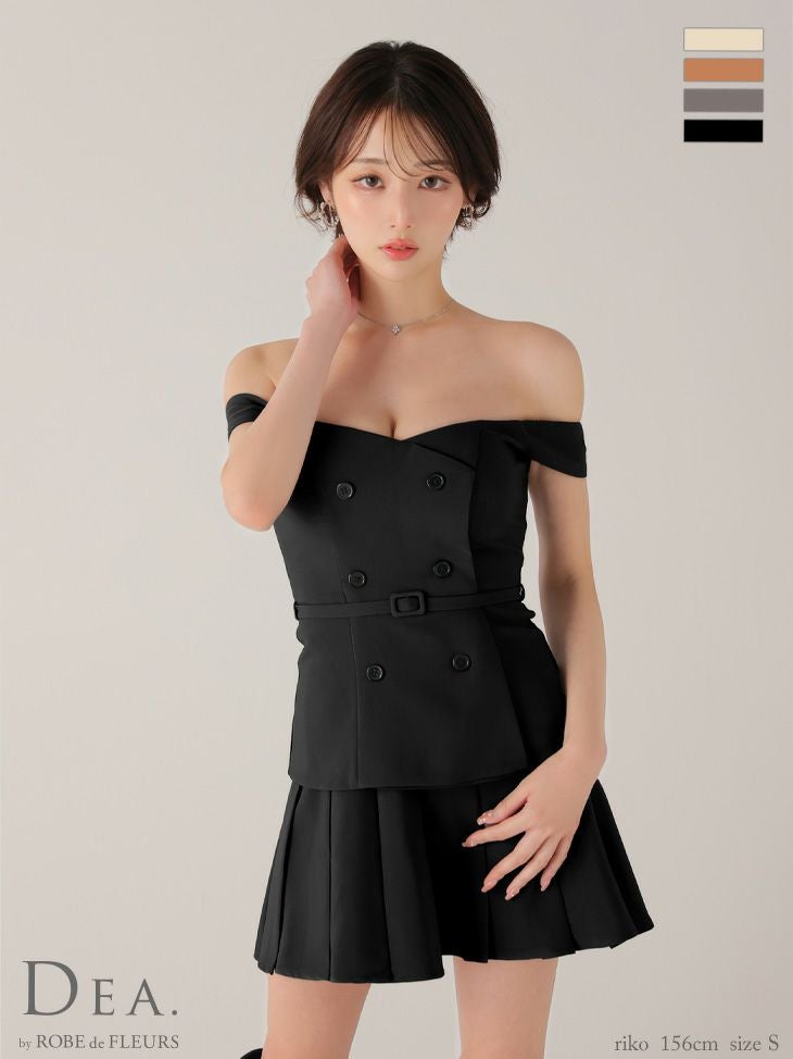 ROBE de FLEURS ローブドフルール 【XSサイズあり】肩リボンキャミツーピースフレアミニキャバドレス fm3267-c