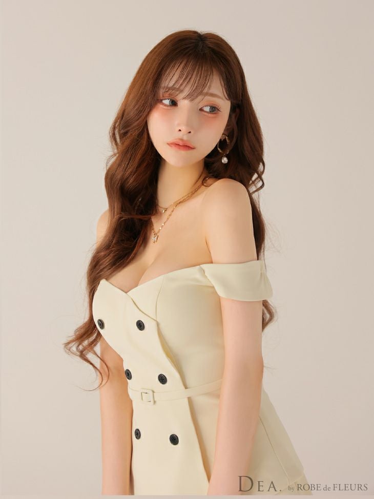 ROBE de FLEURS ローブドフルール 【XSサイズあり】肩リボンキャミツーピースフレアミニキャバドレス fm3267-c