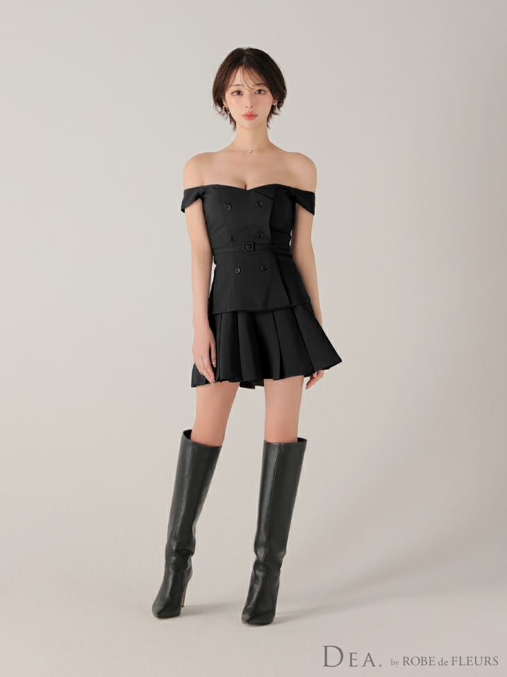 ROBE de FLEURS ローブドフルール 【XSサイズあり】肩リボンキャミツーピースフレアミニキャバドレス fm3267-c