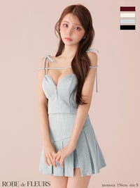 ROBE de FLEURS ローブドフルール 【XSサイズあり】肩リボンキャミツーピースフレアミニキャバドレス fm3267