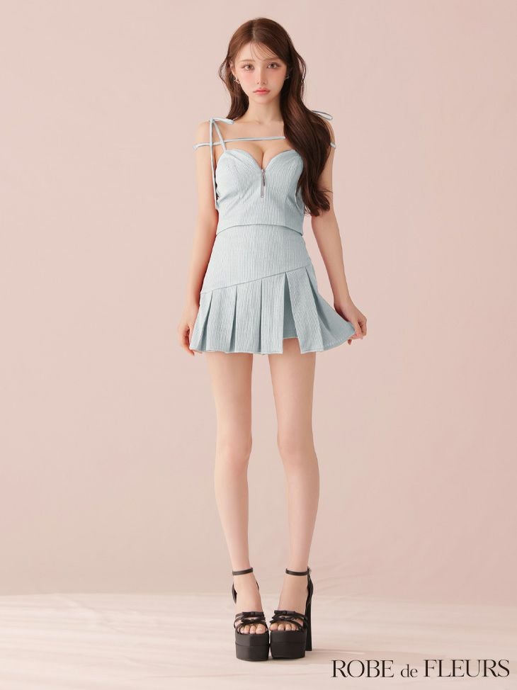 ROBE de FLEURS ローブドフルール 【XSサイズあり】肩リボンキャミツーピースフレアミニキャバドレス fm3267-c