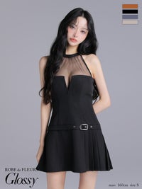 ROBE de FLEURS ローブドフルール【XSサイズあり】ティアードスカートツーピースフレアミニキャバドレス fm4116-c