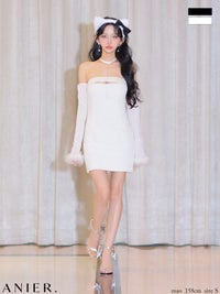 ROBE de FLEURS ローブドフルール リボンビジューバストカットフレアミニキャバドレス fm3618