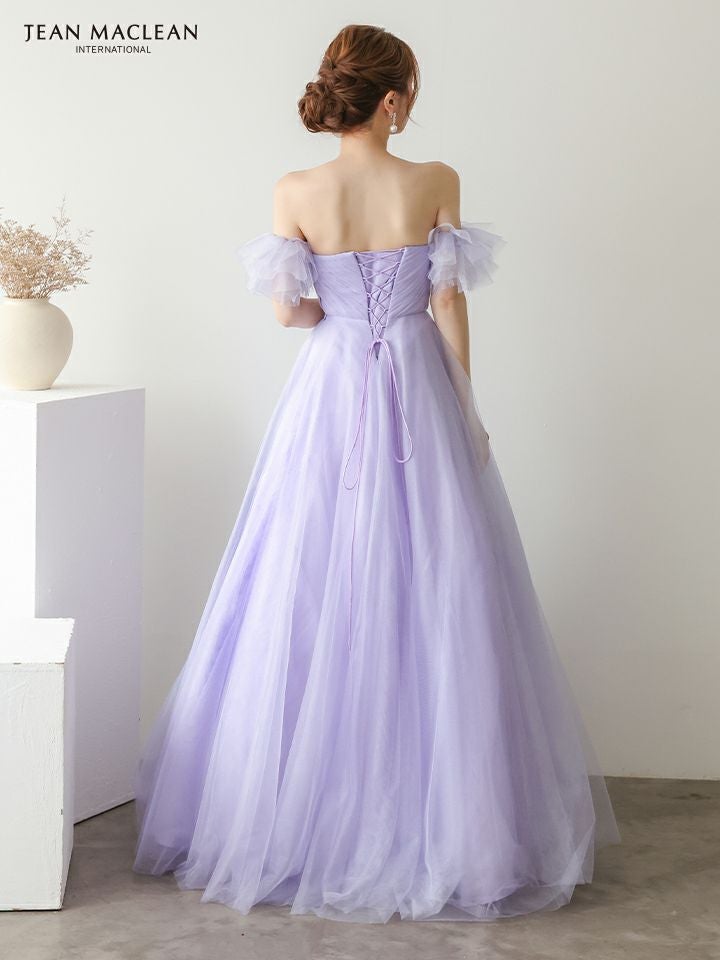 JEAN MACLEAN ジャンマクレーン バタフライモチーフ刺繍/スパンコール/パフスリーブ付き/姫/ロングドレス ja51932-c