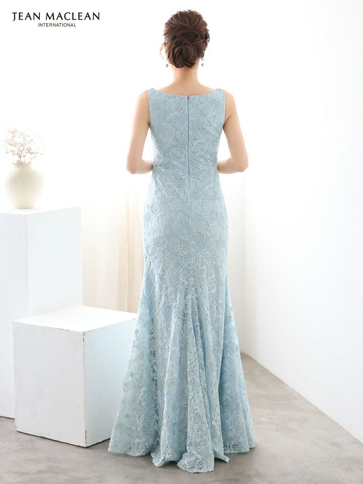 JEAN MACLEAN ジャンマクレーン ラメ糸混レース/タックデザイン/スリット入り/タイト ロングドレス ja51930-c