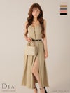 DEA. ディア バイ ローブドフルール 【XS～Lサイズあり】フロントボタンベルトスリットセットアップロングキャバドレス de4323