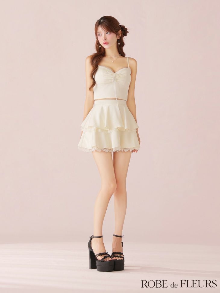 ROBE de FLEURS ローブドフルール【XSサイズあり】ティアードスカートツーピースフレアミニキャバドレス fm4116