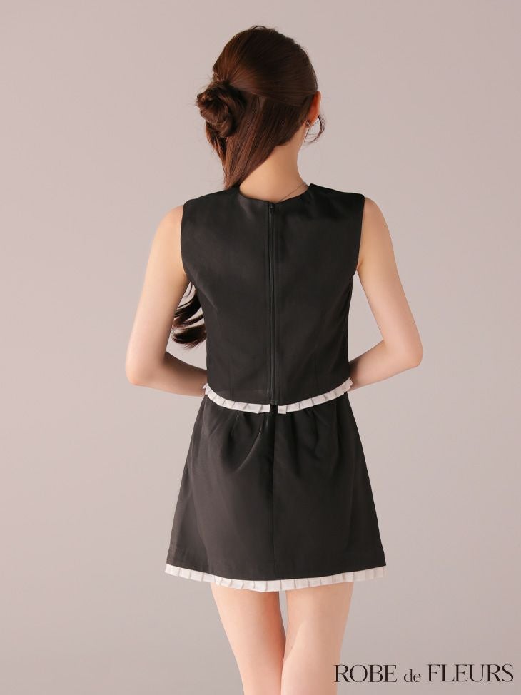 ROBE de FLEURS ローブドフルール 【XSサイズあり】バストリボンストーン付きセットアップミニキャバドレス fm4325-c
