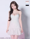 ROBE de FLEURS ローブドフルール 【XSサイズあり】バストリボンストーン付きセットアップミニキャバドレス fm3470-c