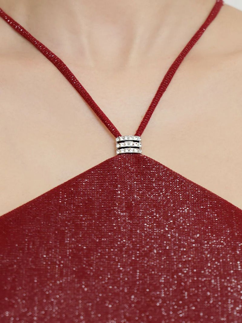 AngelR エンジェルアール ホルターネックチャームラメタイトロングドレス ar25345-ks