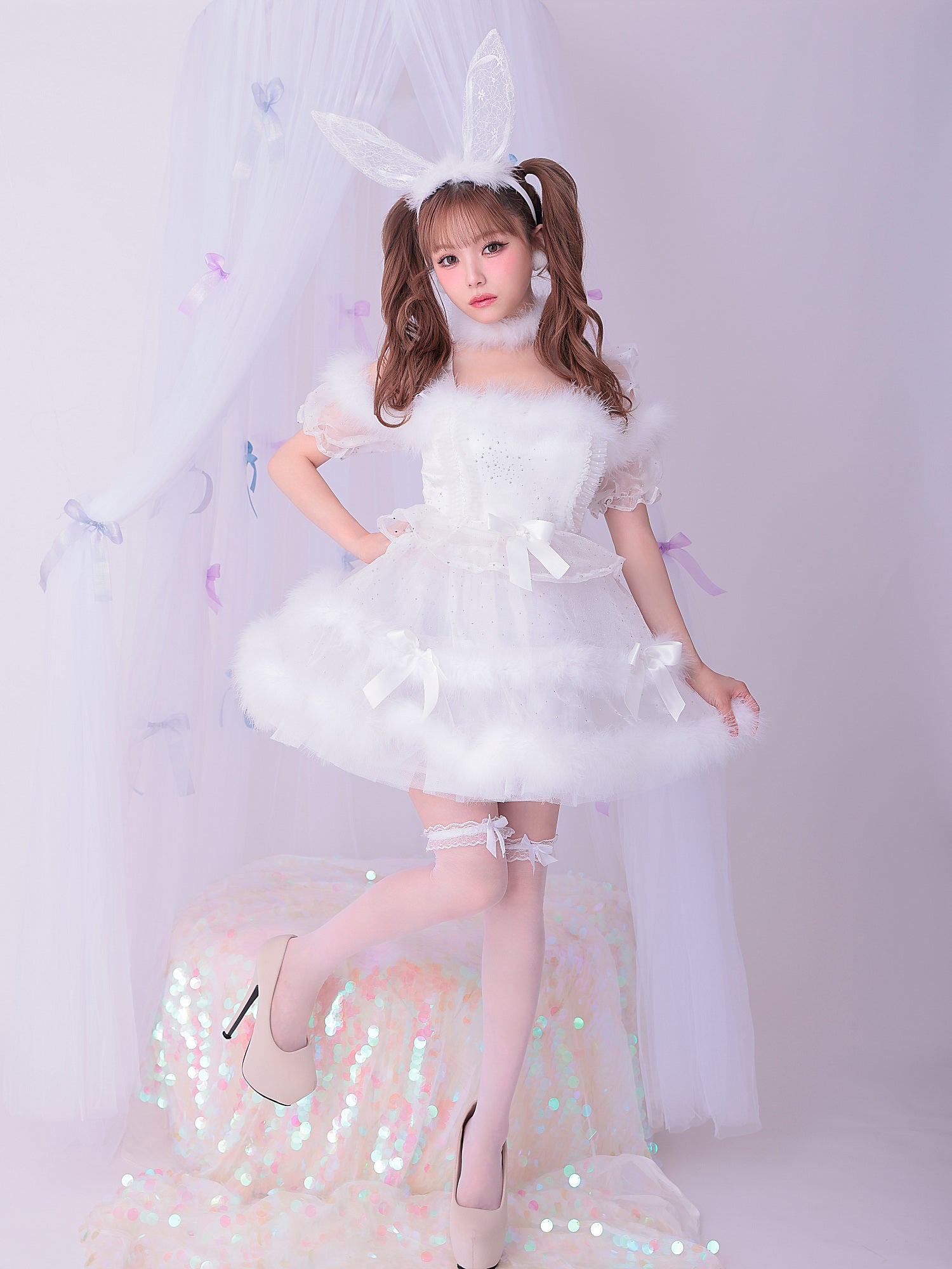【3点セット】vanityME. × MIYANISHIYAMA ホワイトバニードレス vcsbn-250152-2b
