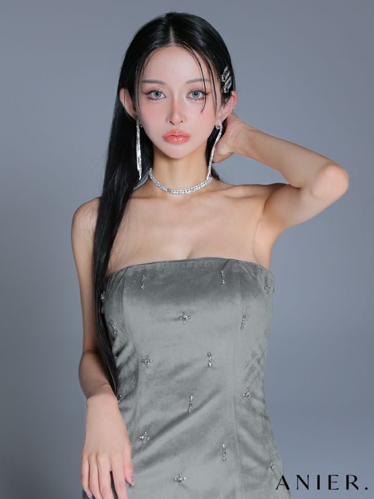 ROBE de FLEURS anier.ROBE ローブドフルール アニエルローブ  【XSサイズあり】Simple bear bijou mini dress シンプルベアビジューミニドレス fm-anier4056-c