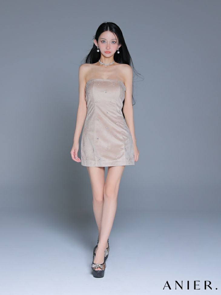 ROBE de FLEURS anier.ROBE ローブドフルール アニエルローブ  【XSサイズあり】Simple bear bijou mini dress シンプルベアビジューミニドレス fm-anier4056-c