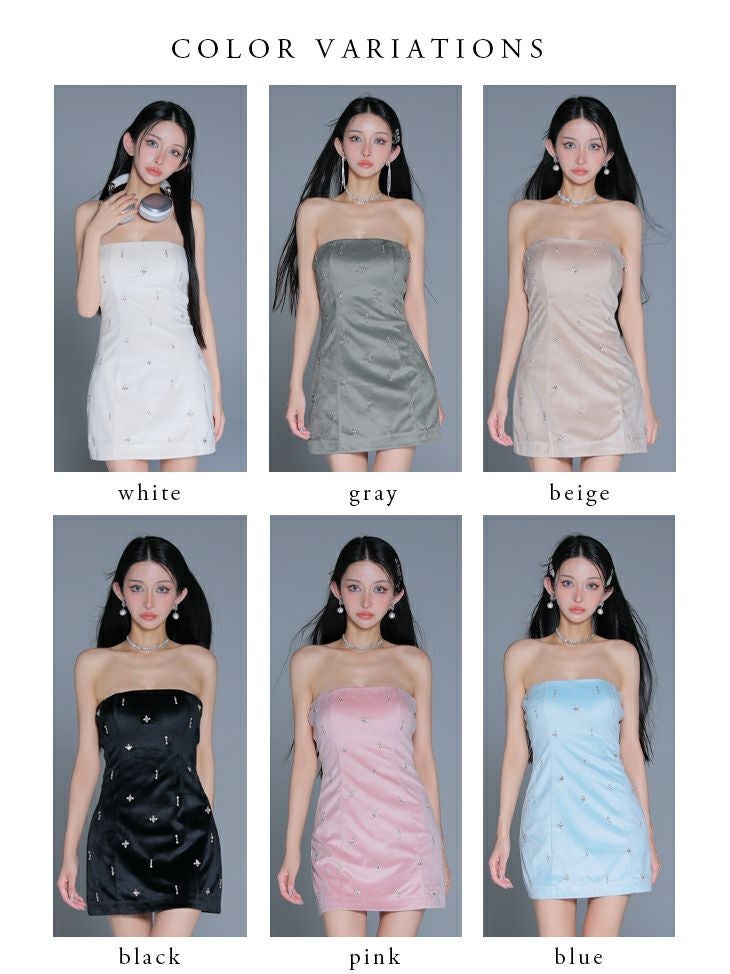 ROBE de FLEURS anier.ROBE ローブドフルール アニエルローブ  【XSサイズあり】Simple bear bijou mini dress シンプルベアビジューミニドレス fm-anier4056-c