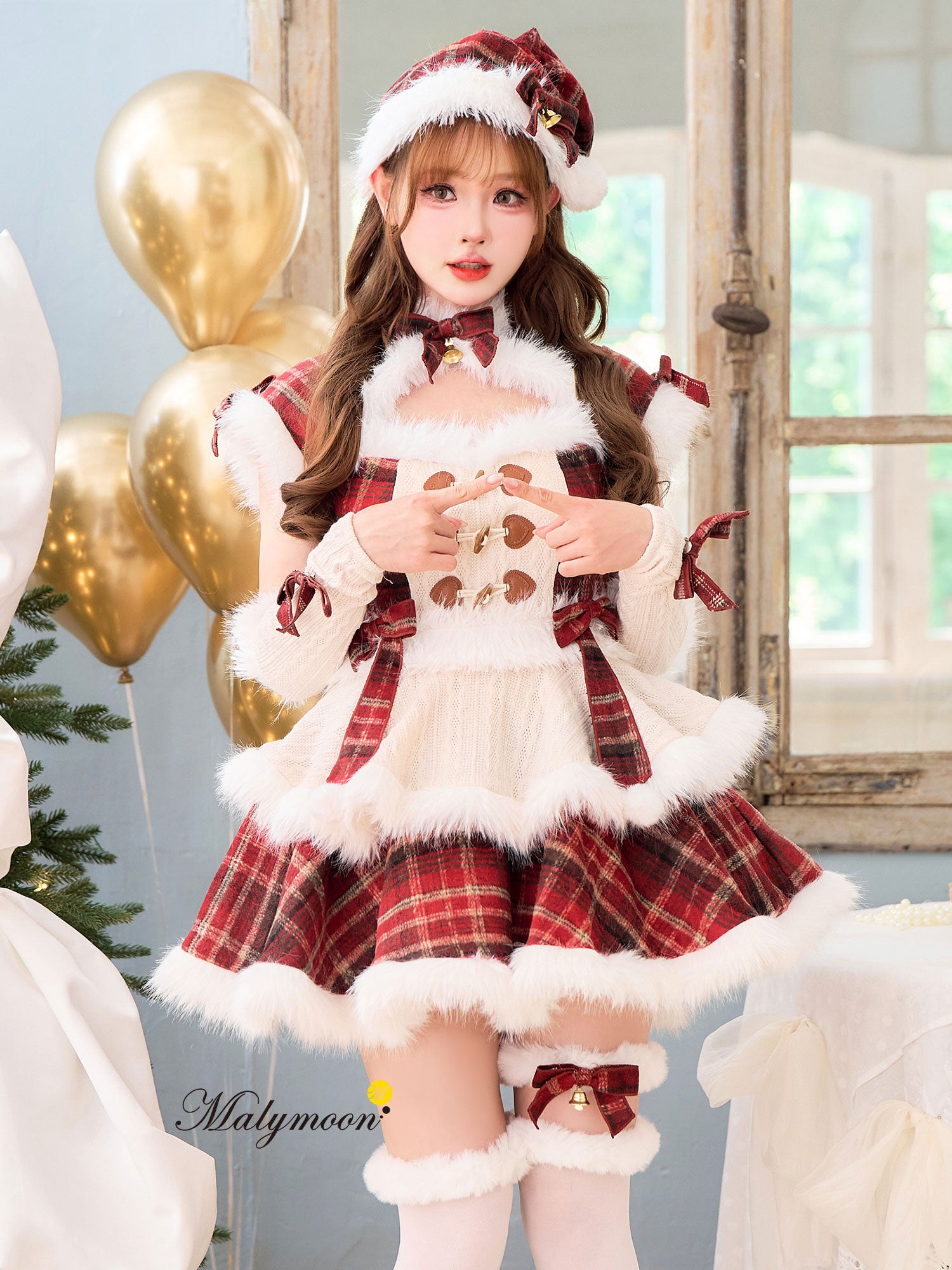 【9点セット】Malymoon マリームーン ベルベットフルールパールサンタ レッド mlcs25060
