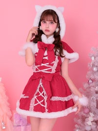 【2点セット】Sweet Cat Santa Hood One Piece スイートキャットサンタ フード＆ワンピース サンタ レッド vcsst-23999