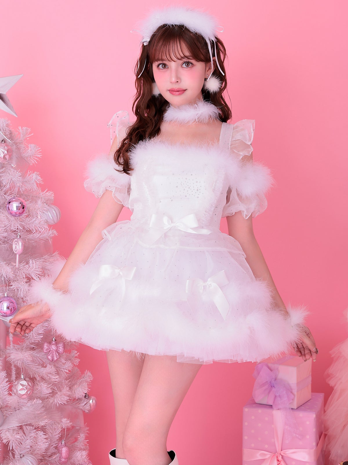【3点セット】vanityME. × MIYANISHIYAMA ホワイトクリスマスドレス サンタ  [ナナちゃん着用]  vcsst-250152-a-na
