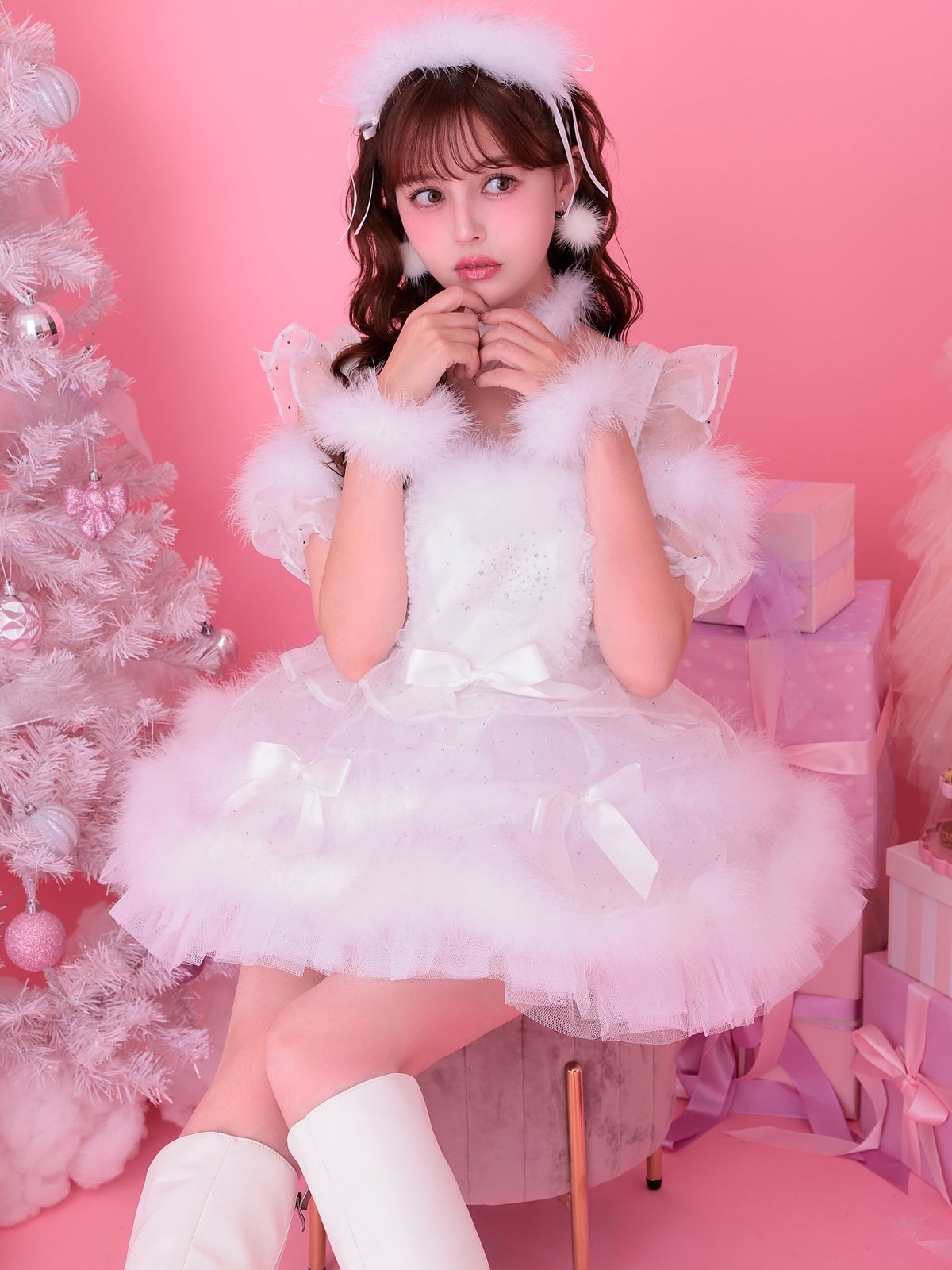 【3点セット】vanityME. × MIYANISHIYAMA ホワイトクリスマスドレス サンタ  [ナナちゃん着用]  vcsst-250152-a-na