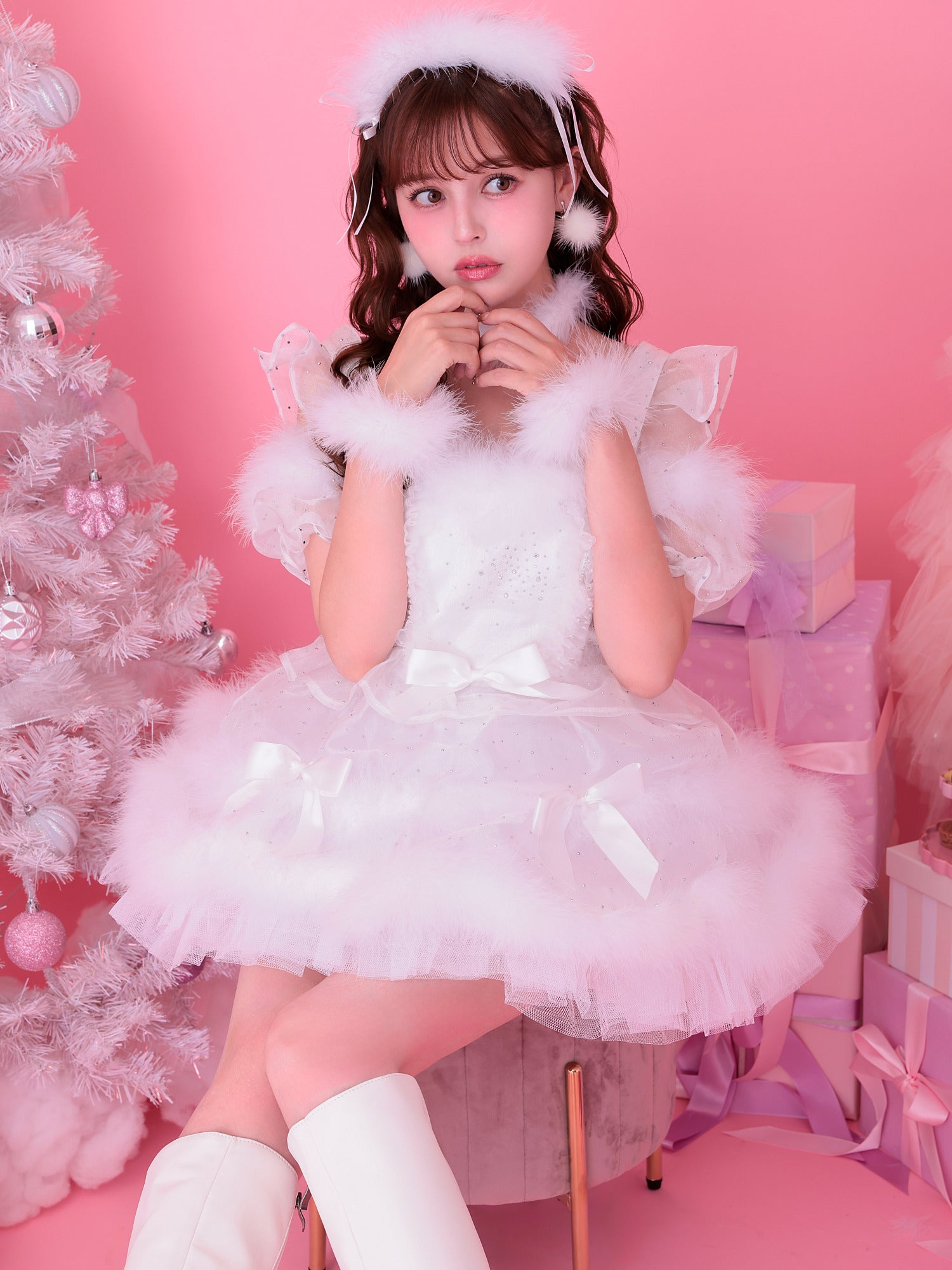 【3点セット】vanityME. × MIYANISHIYAMA ホワイトクリスマスドレス サンタ  [ナナちゃん着用]  vcsst-250152-a-na