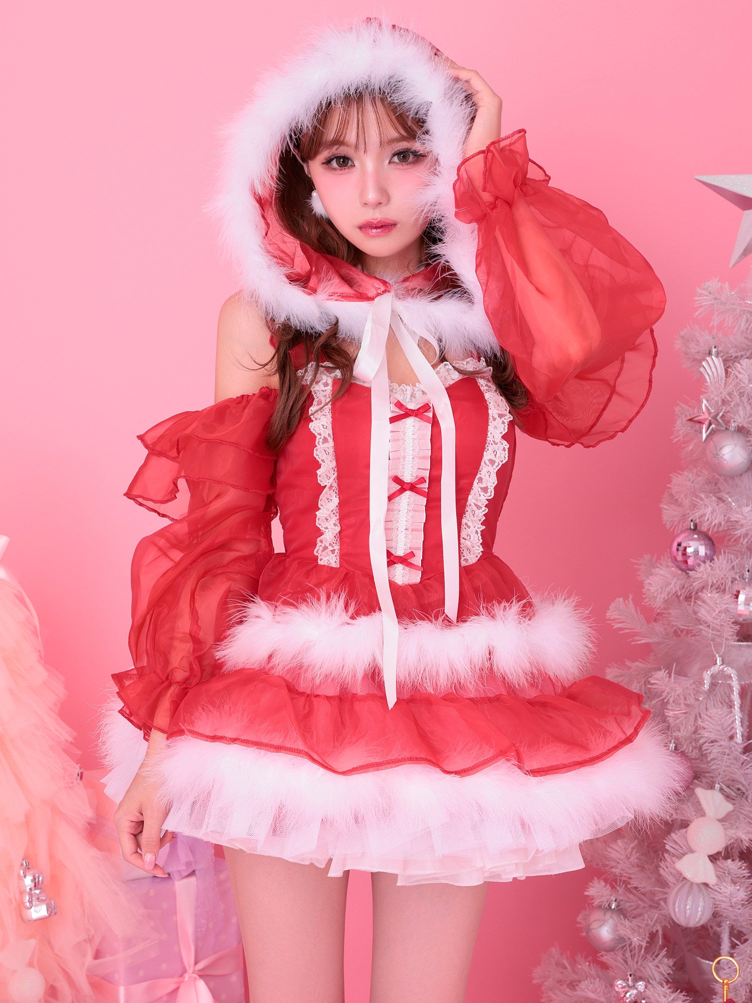【3点セット】vanityME. × MIYANISHIYAMA とっておきいちごドレス レッド サンタ  [みゆちゃん着用] vcsst-250155-my