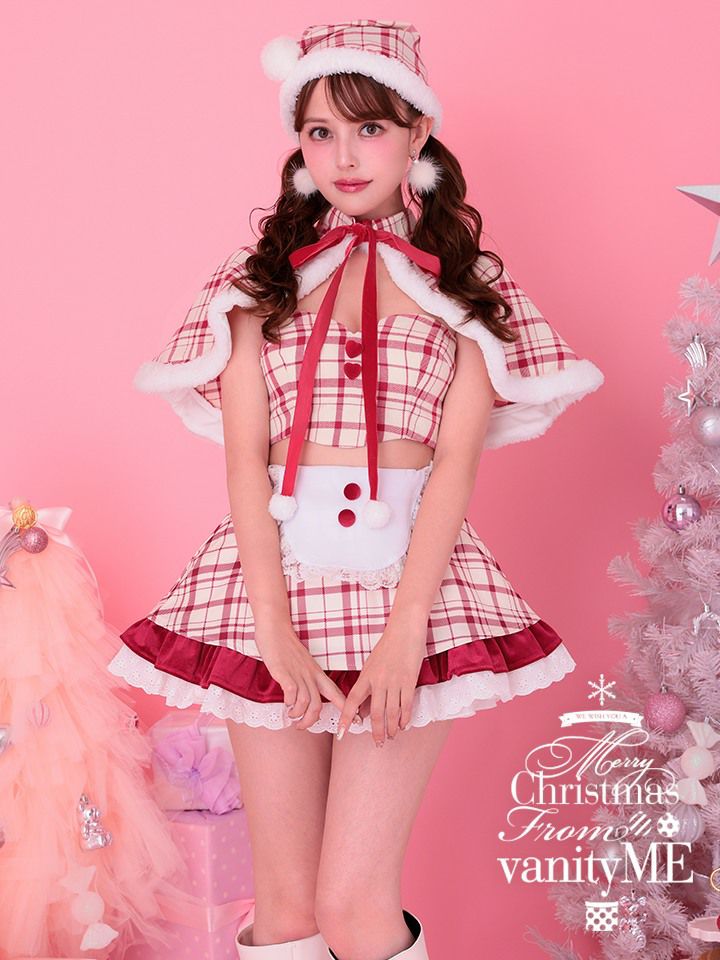 【4点セット】THE IDOL SANTA アイドルサンタ ベアトップ×パンツ ケープ付き レッド [加藤ナナちゃん着用] vcsst-230480-1g-na