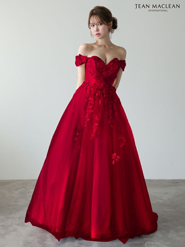 JEAN MACLEAN ジャンマクレーン *YOZAKURA DRESS*-夜桜- グラデーション/フラワーモチーフ/オフショル/姫/ロングドレス  ja51954-c