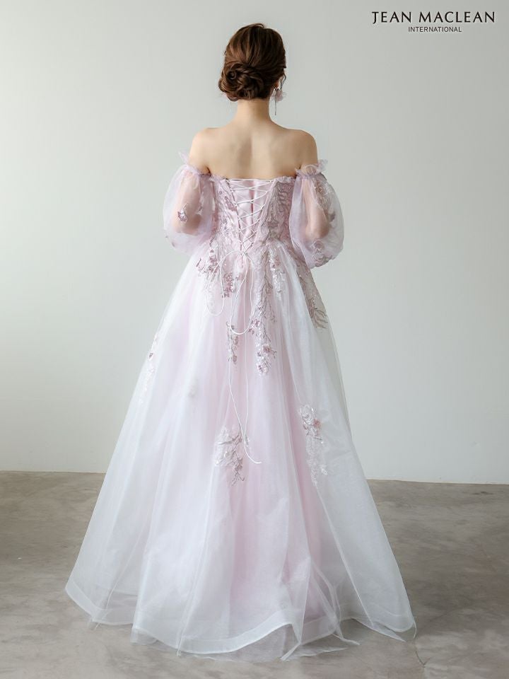 JEAN MACLEAN ジャンマクレーン スパンコール/花柄刺繍/オフショル/姫/ロングドレス 【袖取り外し可能】 ja51955-c