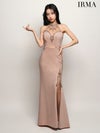IRMA イルマ ホルターネックビジュー/ラメニット/カットアウト/スリット入り/タイト ロングドレス ir51944-c