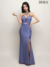 IRMA イルマ ホルターネックビジュー/ラメニット/カットアウト/スリット入り/タイト ロングドレス ir51944-c