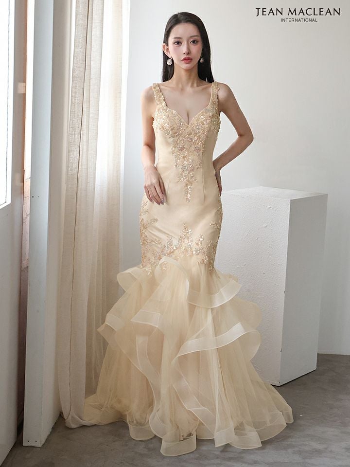 JEAN MACLEAN ジャンマクレーン ラグジュアリースパンコール/ビジュー刺繍/マーメイド/タイト ロングドレス ja51953-c