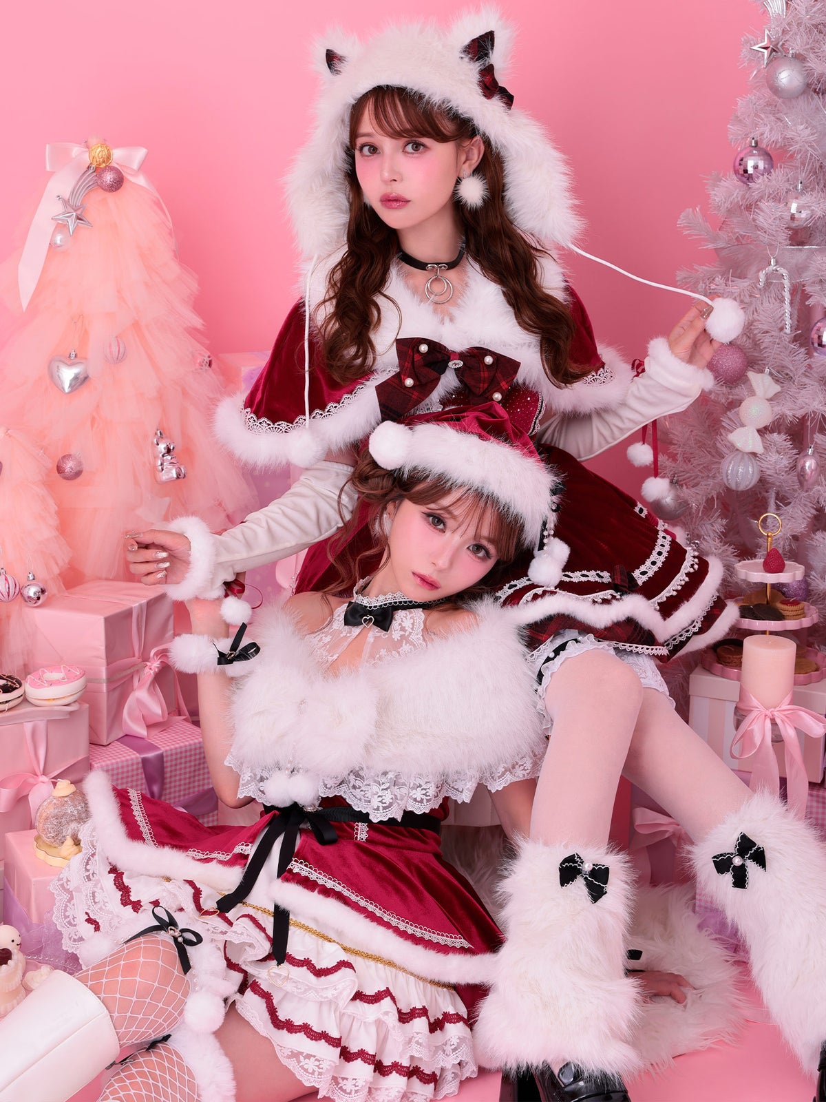 【9点セット】vanityME. × Malymoon リボンショールエレガンスサンタ レッド mlcs25066