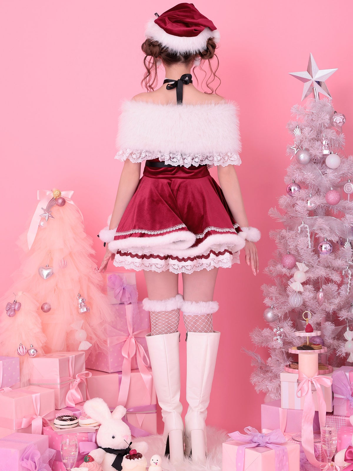 【9点セット】vanityME. × Malymoon リボンショールエレガンスサンタ レッド mlcs25066