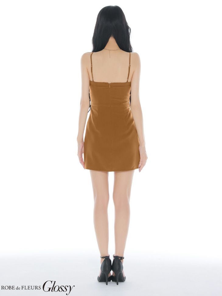 Glossy ローブドフルールグロッシー【XSサイズあり】ツイルフロントボタンキャミタイトミニキャバドレス gl4148
