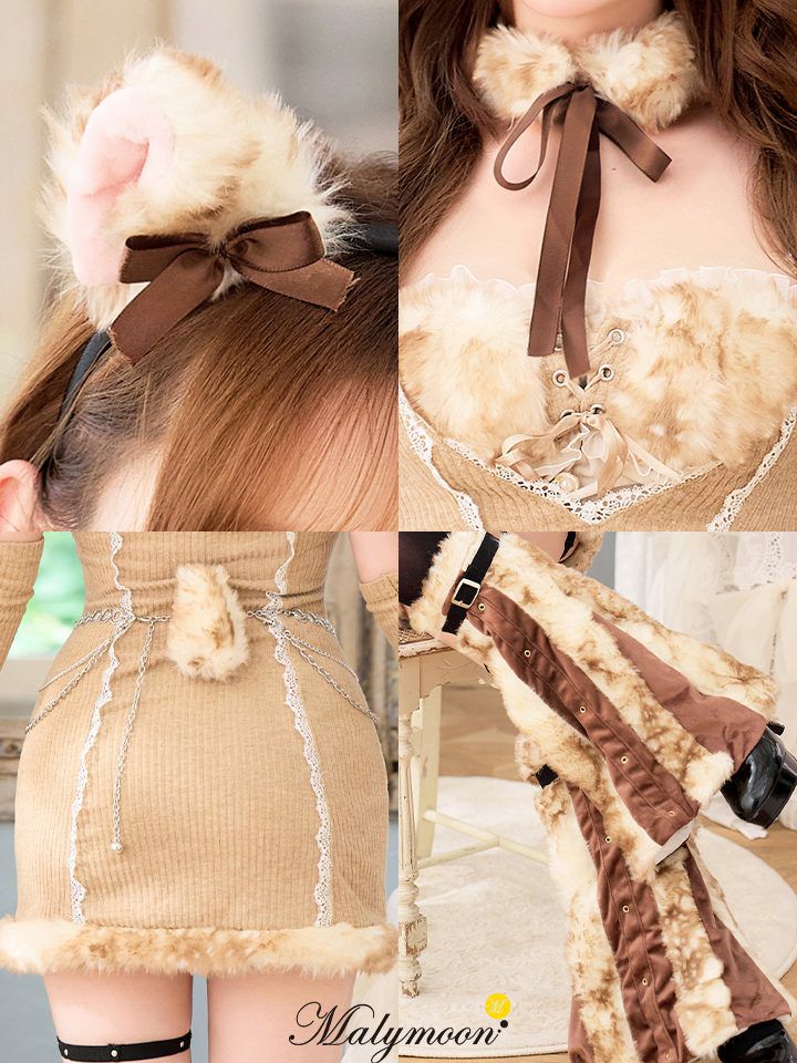 【13点セット】Malymoon マリームーン キャラメルニットバンビサンタ ブラウン mlcs25049