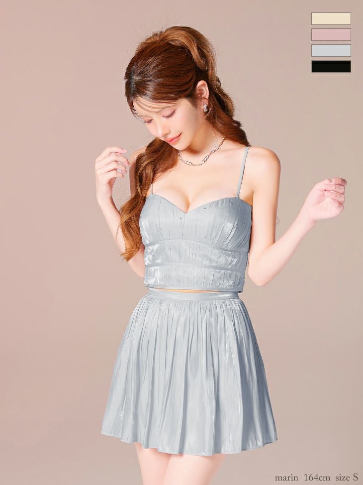 ROBE de FLEURS ローブドフルール 【XSサイズあり】 オーガンジーベアツーピースフレアミニキャバドレス