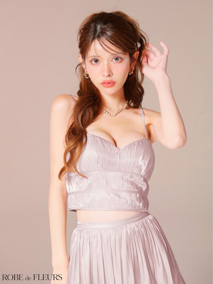 ROBE de FLEURS ローブドフルール 【XSサイズあり】 オーガンジーベアツーピースフレアミニキャバドレス