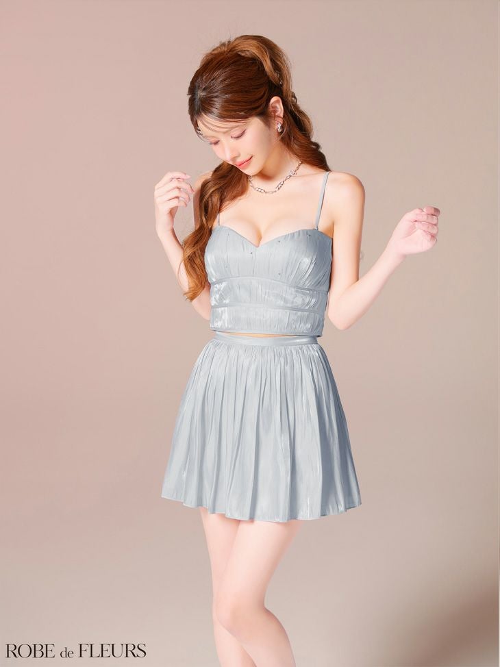 ROBE de FLEURS ローブドフルール 【XSサイズあり】 オーガンジーベアツーピースフレアミニキャバドレス