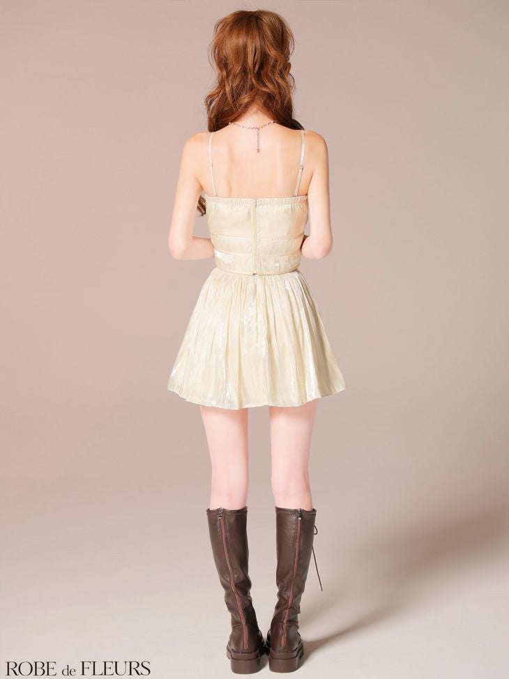 ROBE de FLEURS ローブドフルール 【XSサイズあり】 オーガンジーベアツーピースフレアミニキャバドレス