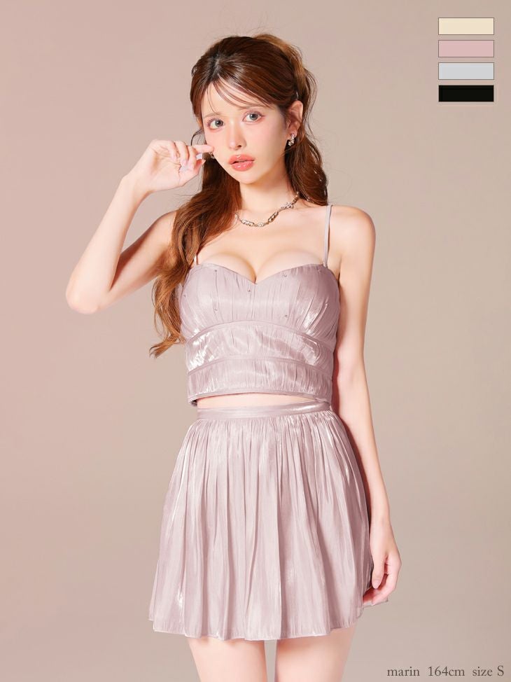 ROBE de FLEURS ローブドフルール 【XSサイズあり】 オーガンジーベアツーピースフレアミニキャバドレス fm4149