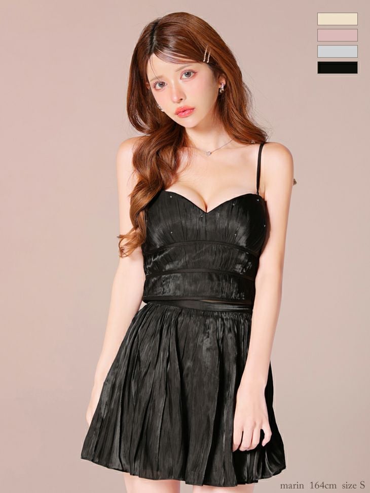 ROBE de FLEURS ローブドフルール 【XSサイズあり】 オーガンジーベアツーピースフレアミニキャバドレス fm4149