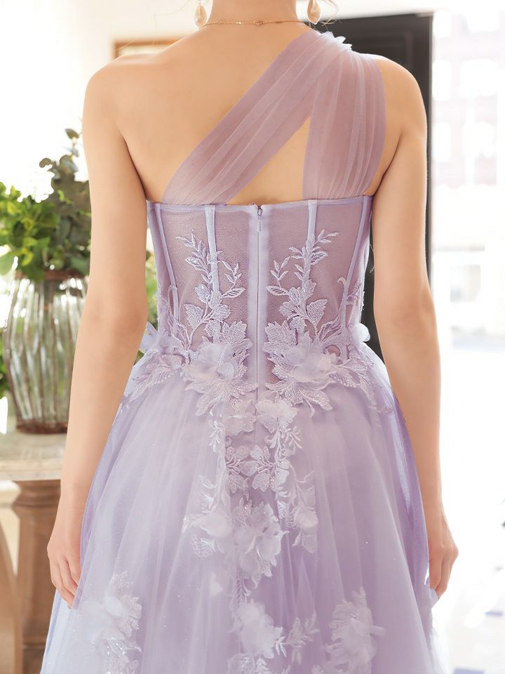  vanityME.couture. バニティミークチュール バースデードレス ワンショルダー フラワー ロングドレス ライラック vctr-la-2382-4