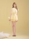 ROBE de FLEURS ローブドフルール ハイネックウエストリボンフレアミニキャバドレス fm3486-c