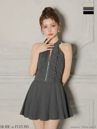 ROBE de FLEURS ローブドフルール 【XS～Lサイズあり】 レースハイネックセットアップフレアミニキャバドレス