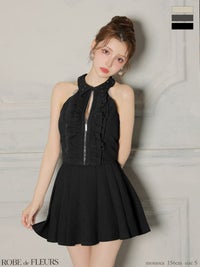 ROBE de FLEURS ローブドフルール 【XS～Lサイズあり】 レースハイネックセットアップフレアミニキャバドレス