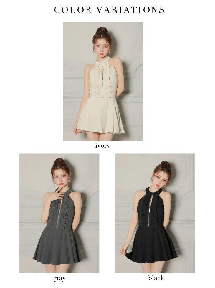 ROBE de FLEURS ローブドフルール 【XS～Lサイズあり】 レースハイネックセットアップフレアミニキャバドレス