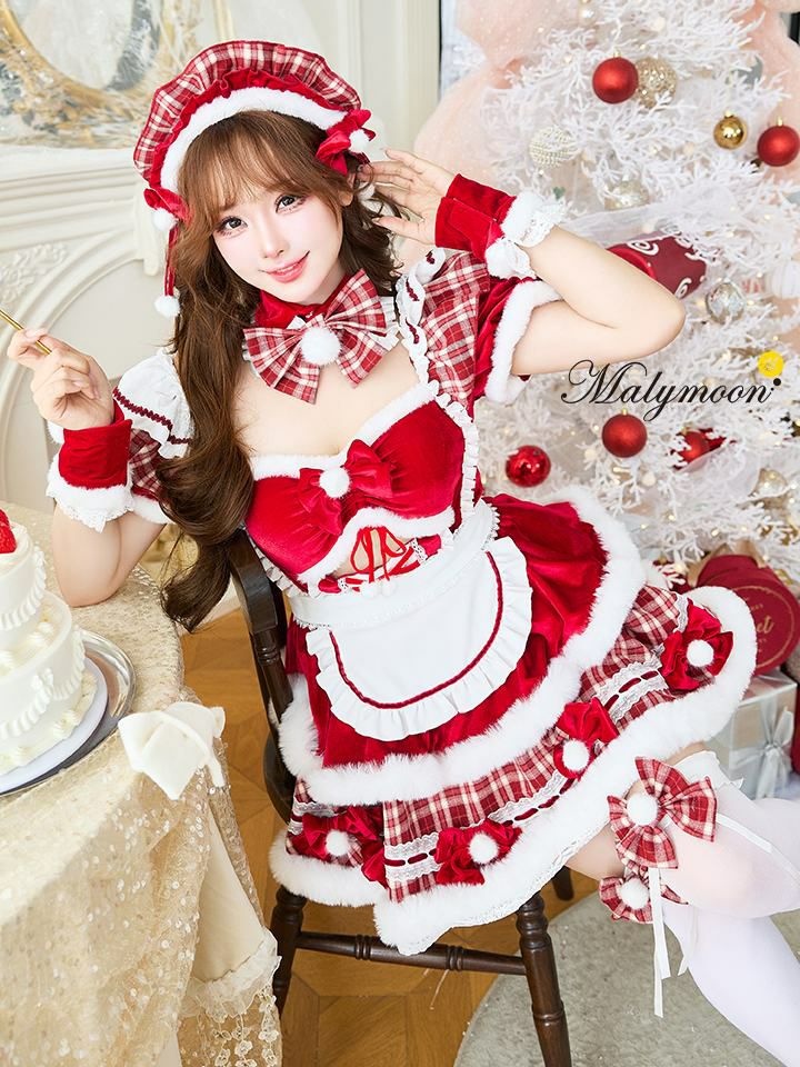 【6点セット】Malymoon マリームーン ノルディックホリデーチェックメイド サンタ レッド mlcs25149