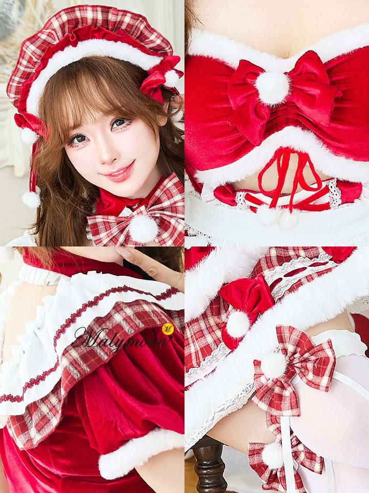 【6点セット】Malymoon マリームーン ノルディックホリデーチェックメイド サンタ レッド mlcs25149