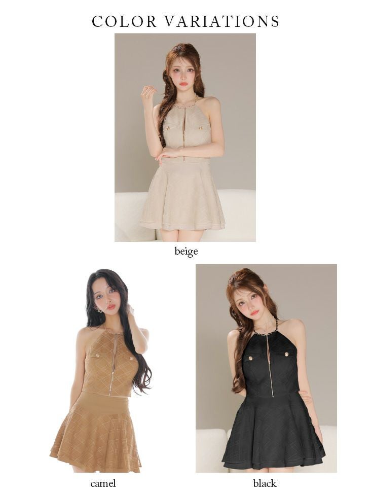 Glossy ローブドフルールグロッシー 【XSサイズあり】チェックレースツイルセットアップミニキャバドレス gl4218