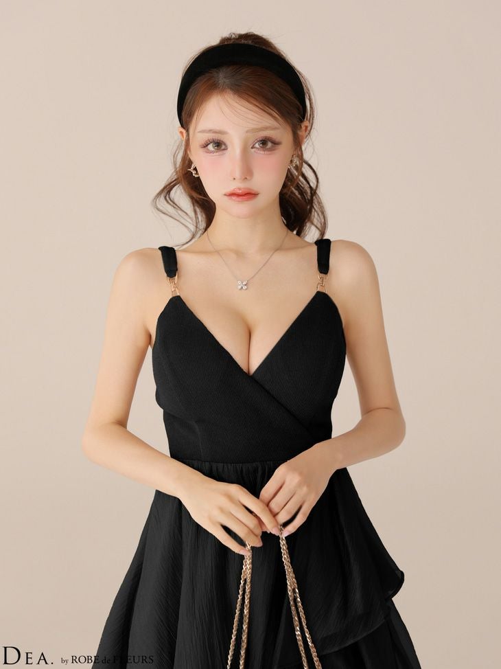 DEA. ディア バイ ローブドフルール 【XS～Lサイズあり】 ティアードジャガードフリルスカートロングキャバドレス de4300